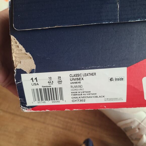 Reebok Classic Unisex Leather Mens 11 EU 44.5 Chalk/NAVY/Black Sneakers Shoes‎ main image 9